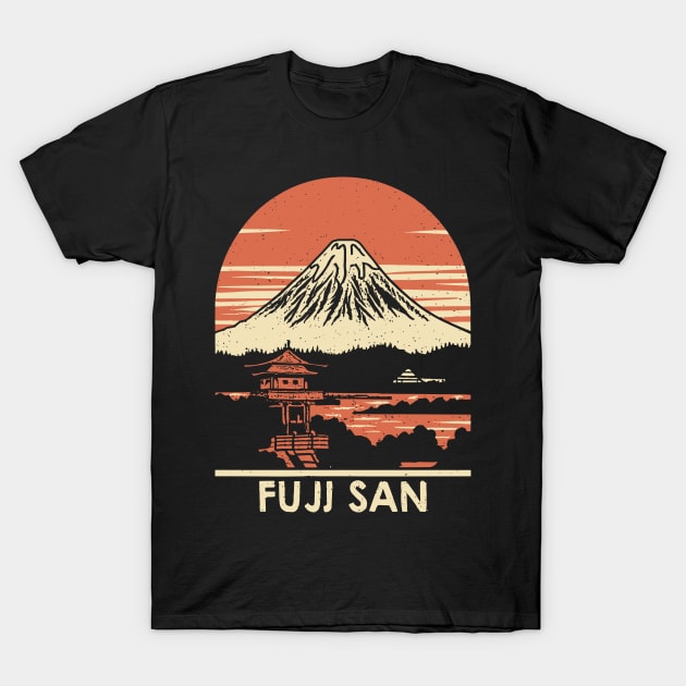 Mount Fuji woodblock print T-Shirt by ravensart